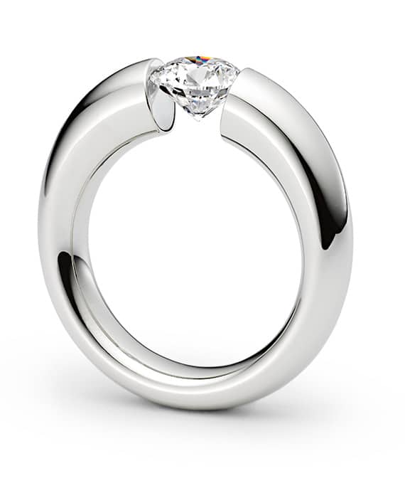 Platinum Danhov V119 Voltaggio Tension-Set Solitaire Engagement Ring