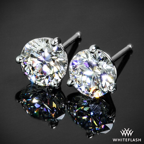 14k White Gold 3 Prong "Martini" Diamond Earrings from Whiteflash
