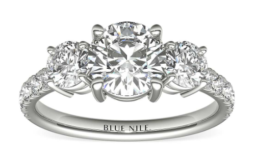 Three-Stone Pavé Diamond Engagement Ring in 14k White Gold (1_4 ct. t_ - www.bluenile.com