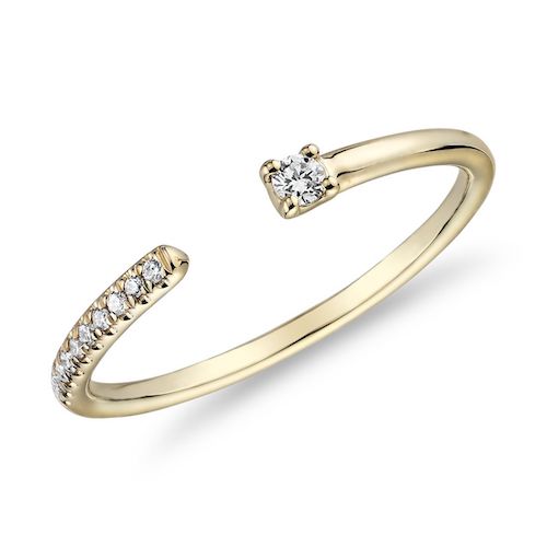 Ultra Mini Diamond Pavé Open Stackable Fashion Ring