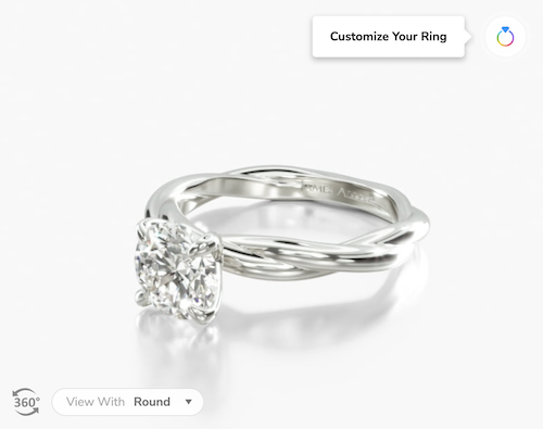 14K White Gold Rope Solitaire Engagement Ring