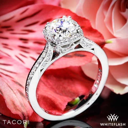 18k White Gold Tacori 2620RDP Dantela Crown Diamond Engagement Ring