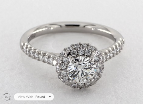 14K White Gold Falling Edge Pavé Diamond Engagement Ring