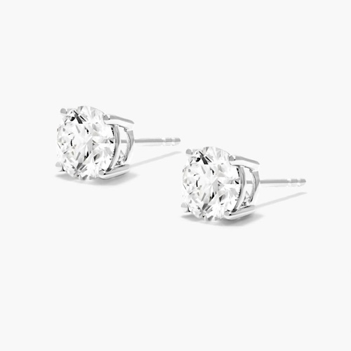 14K White Gold Four Prong Round Brilliant Lab Created Diamond Stud Earrings from James Allen