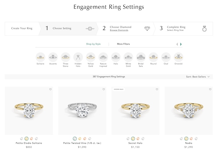 Brilliant Earth Engagement Rings page