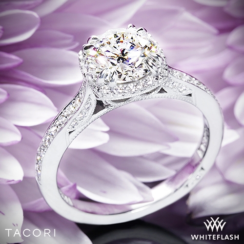 18k White Gold Tacori Dantela Crown Diamond Engagement Ring from Whiteflash