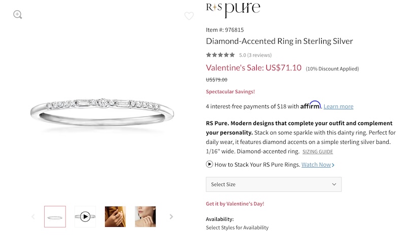 Ross Simons Diamond-Accented Ring in Sterling Silver