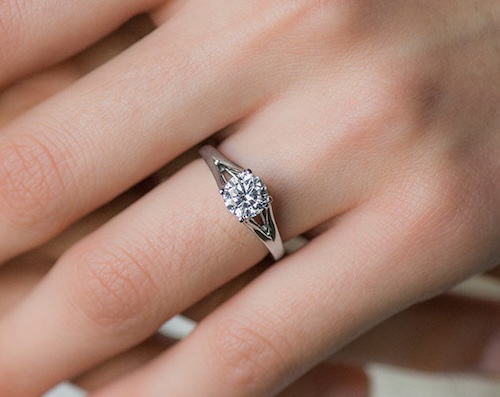 14K White Gold Split Shank Diamond Engagement Ring By Martin Flyer