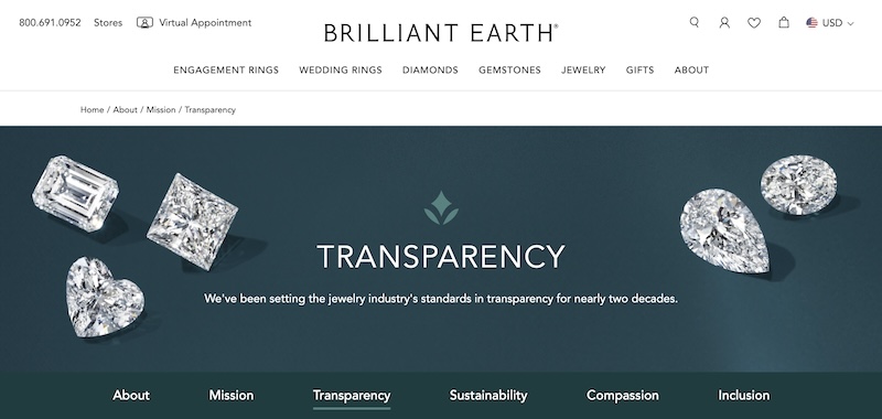Brilliant Earth Transparency Page
