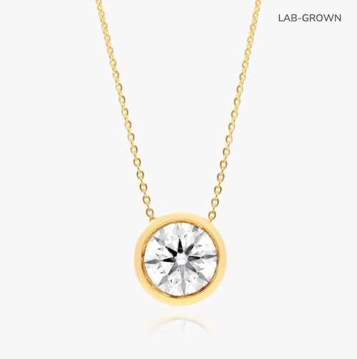 14K Yellow Gold Bezel Lab-Grown Diamond Pendant