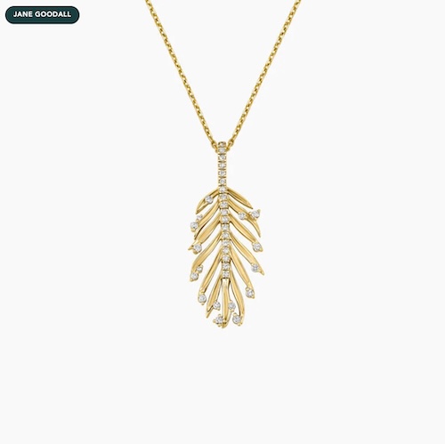 Jane Goodall Palm Leaf Lab Diamond Pendant Necklace (1/5 ct. tw.) in 14K Yellow Gold